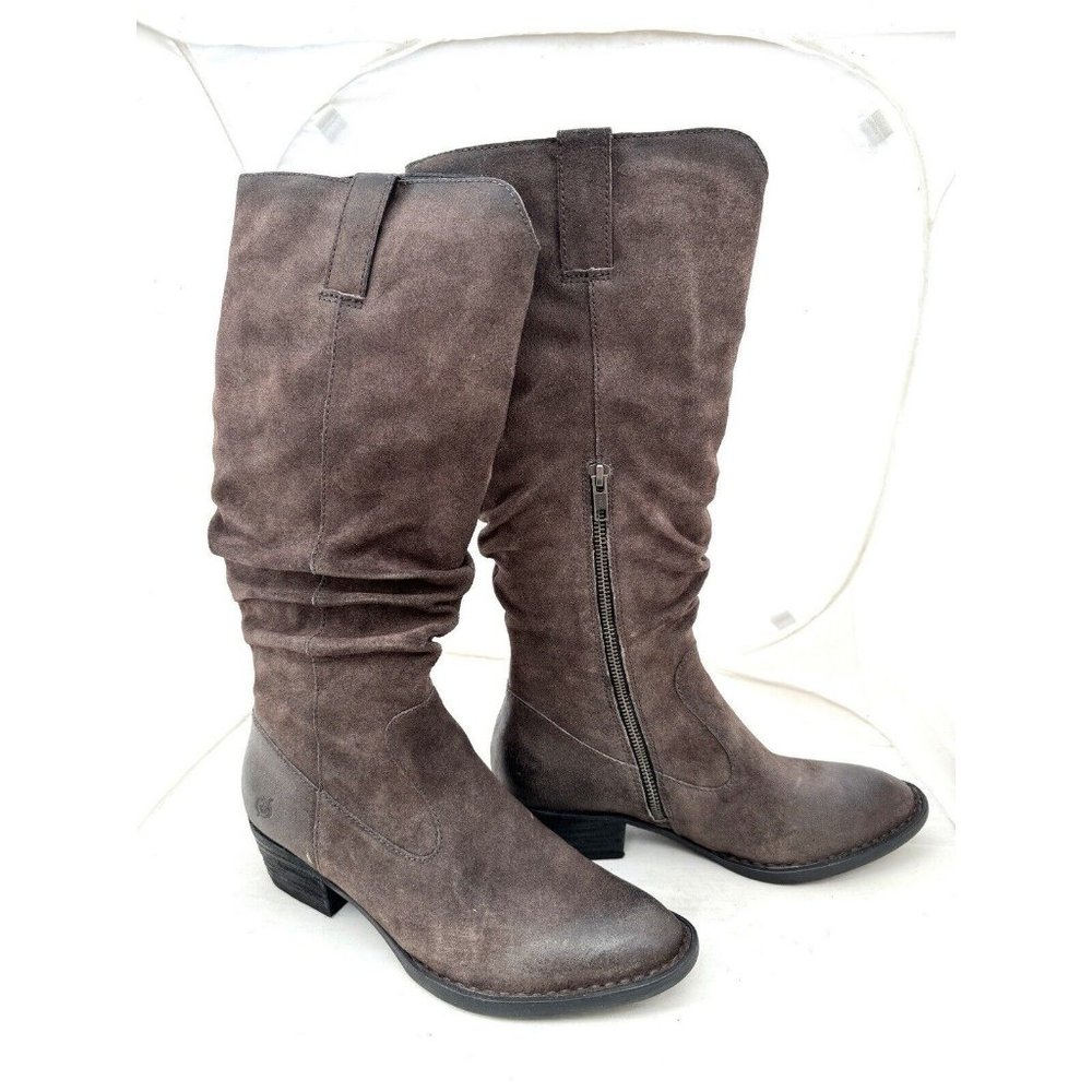 NEW Born "Barren" Grey Brown Leather Distressed Suede Comfort Boots Size 9